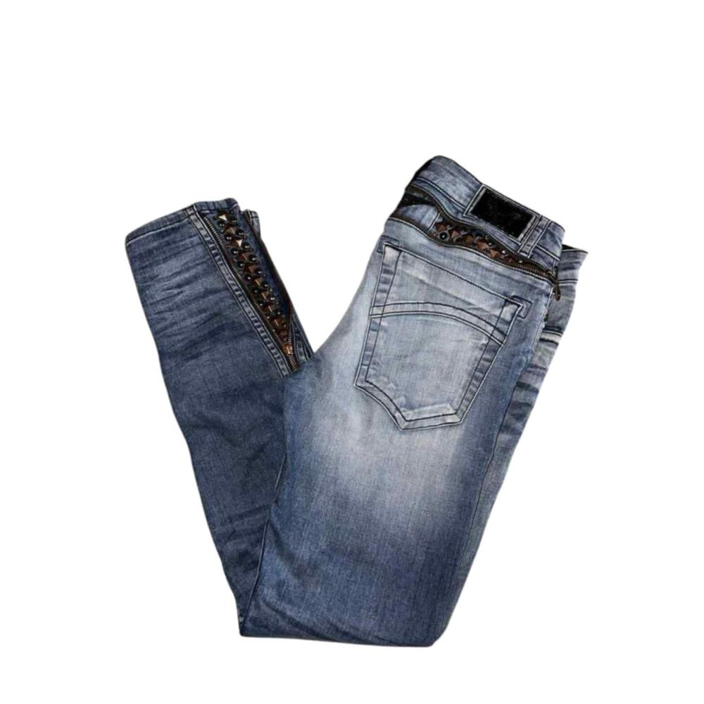 Robin's Jean Women's Jeans 33x32 Light Wash Studded Wings Zipper Detail